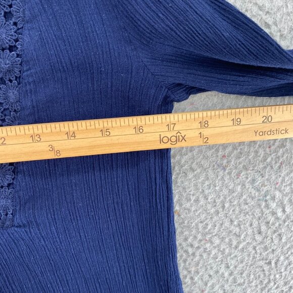 Lilly Pulitzer Top Womens XS Navy Long Sleeve Freya Tunic Gauzy Crocheted Lace - Picture 8 of 10